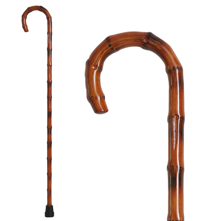 20503 Simulated Bamboo Joints Wood Stick with Round Handle - Click Image to Close